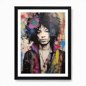 Jimi Hendrix Abstract Portrait 15 Art Print