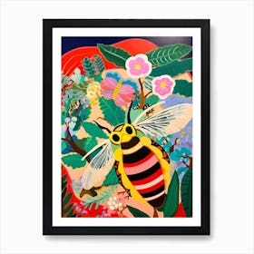 Maximalist Animal Painting Honey Bee 1 Art Print