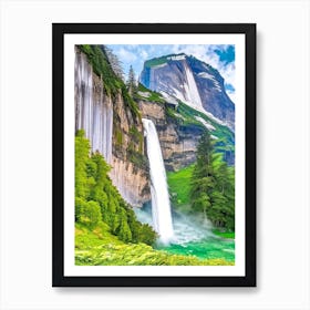 Lauterbrunnen Valley Waterfalls, Switzerland Majestic, Beautiful & Classic (1) Art Print