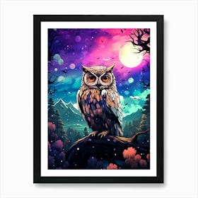 Owl On A Branch Art Print