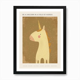 Dotted Mocha Pastel Unicorn Poster Art Print
