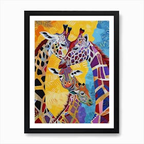 Colourful Giraffe Family 1 Art Print