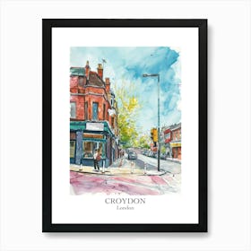 Croydon London Borough   Street Watercolour 2 Poster Art Print