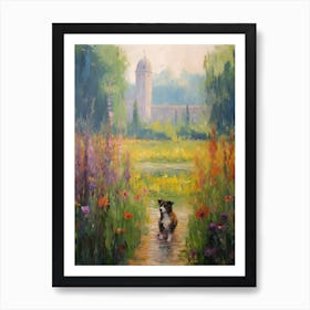 A Painting Of A Dog In The Palace Of Versailles Gardens, France In The Style Of Impressionism 01 Art Print