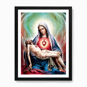 Jesus And Mary Abstract Painting Poster