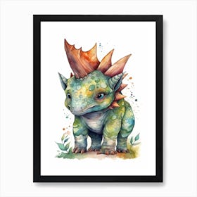 Avaceratops Cute Dinosaur Watercolour 1 Art Print