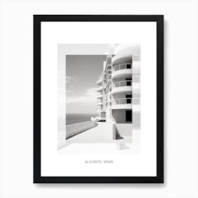 Poster Of Alicante, Spain, Black And White Old Photo 4 Art Print