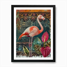 Greater Flamingo And Anthurium Boho Print 2 Art Print