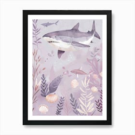 Purple Greenland Shark Illustration 3 Art Print