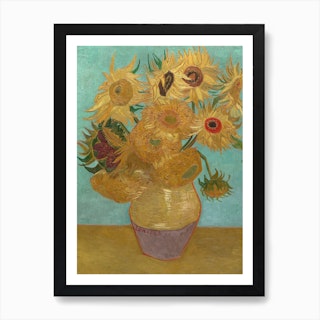 Sunflowers On Blue, Van Gogh Art Print
