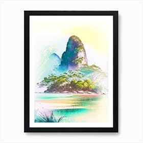 Lord Howe Island Australia Watercolour Pastel Tropical Destination Art Print