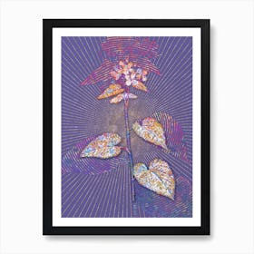 Geometric Morning Glory Flower Mosaic Botanical Art on Veri Peri n.0275 Art Print