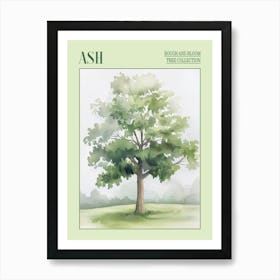 Ash Tree Atmospheric Watercolour Painting 4 Poster Art Print