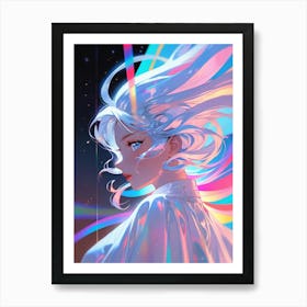 Anime Girl With White Hair Art Print