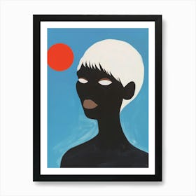 African Woman With A Red Sun Art Print