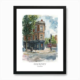 Hackney London Borough   Street Watercolour 3 Poster Art Print