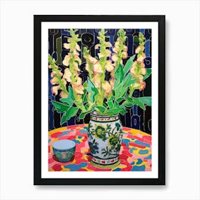 Flowers In A Vase Still Life Painting Snapdragon 4 Art Print