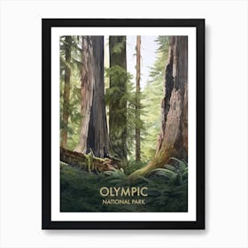 Olympic National Park Watercolour Vintage Travel Poster 3 Art Print