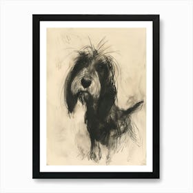 Petit Basset Griffon Vendeen Dog Charcoal Line 4 Art Print