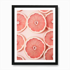 Pink Aesthetic Grapefruit Slices Photography Art Print