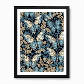 Butterflies Repeat Pattern William Morris Inspired 1 Art Print