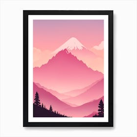 Misty Mountains Vertical Background In Pink Tone 73 Art Print