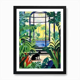 Painting Of A Dog In Central Park Conservatory Garden, Usa In The Style Of Matisse 01 Art Print