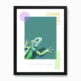 Fiji Crested Iguana Abstract Modern Illustration 1 Poster Art Print