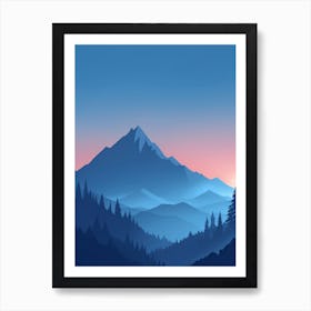 Misty Mountains Vertical Composition In Blue Tone 180 Art Print