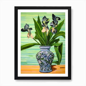 Flowers In A Vase Still Life Painting Iris 3 Art Print