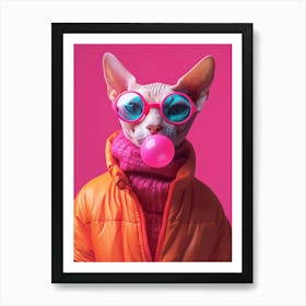 Sphynx Cat With Bubble Gum Art Print