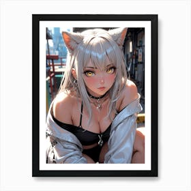 Anime Girl With Cat Ears 5 Art Print