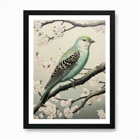 Ohara Koson Inspired Bird Painting Cowbird 4 Art Print