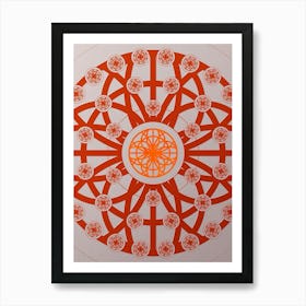 Geometric Abstract Glyph Circle Array in Tomato Red n.0075 Art Print