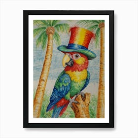 Parrot In Hat 2 Art Print