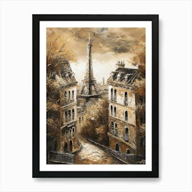 Kitsch Paris Cityscape Brushstroke 2 Art Print