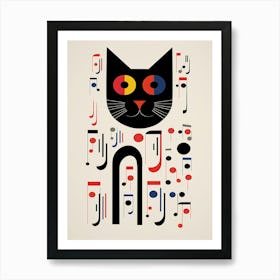 Cat With Music Notes Art Print