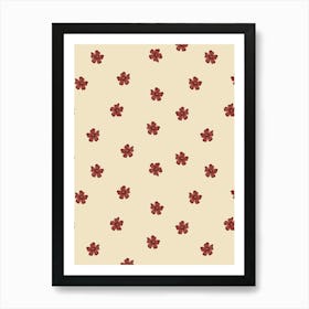 Small red flowers seamless pattern Art Print