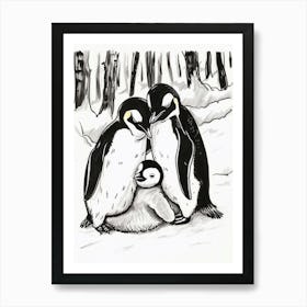 Emperor Penguin Huddling For Warmth 1 Art Print