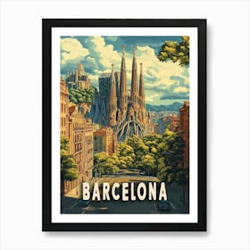 Barcelona, Spain Travel Poster Affiche