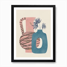 Still Life With Blue And Pink Vase Art Print