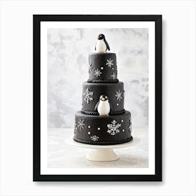 Silhouette Of An Endearing Penguin Figure Crafted From Rich Midnight Chocolate Cake Its Playful D Art Print