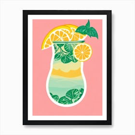 Long Island Iced Tea Retro Pink Cocktail Poster Art Print