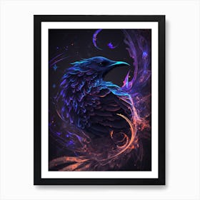 Magical Raven Neon Art Print