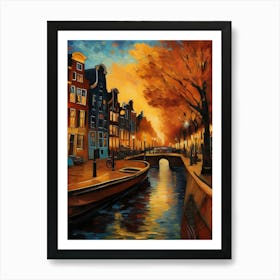 Wall painting print, Amsterdam, Netherlands, landscape art, Van Gogh style, fine art..237 Art Print