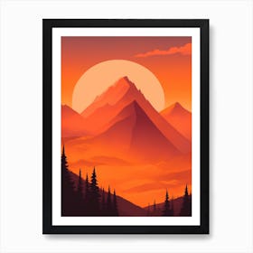 Misty Mountains Vertical Composition In Orange Tone 99 Art Print