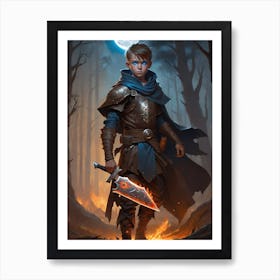 Boy Warrior with knife of fire. Leonardo Lionhart Art Print