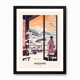 Vintage Winter Travel Poster Nagano Japan 1 Art Print