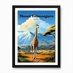 Mount Kilimanjaro Tanzania Wildlife Modern Travel Art Art Print