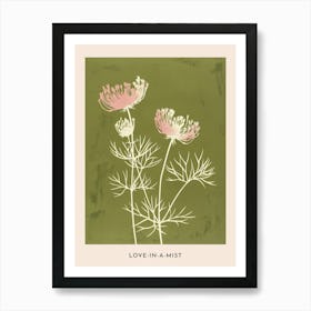 Pink & Green Love In A Mist 1 Flower Poster Art Print